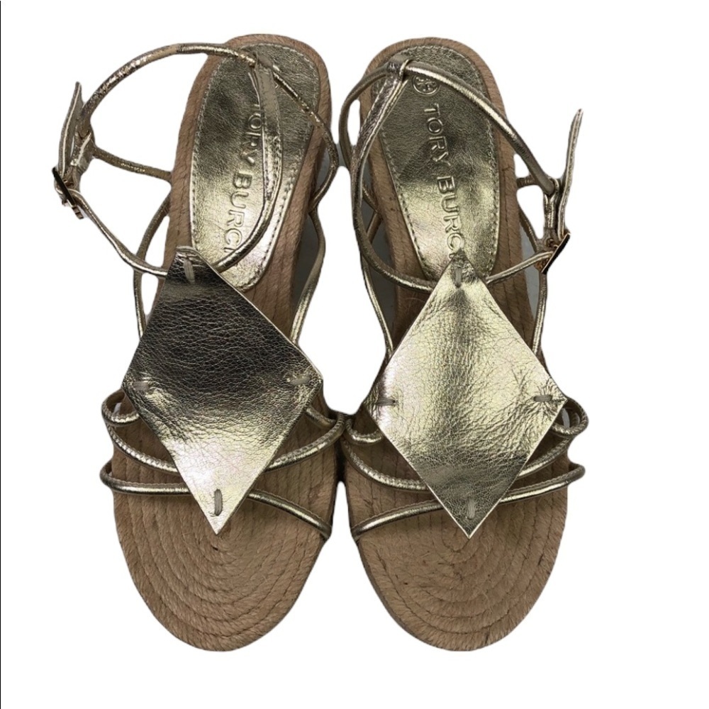 Tory Burch Diamond Patch Espadrille Wedge Shoes - Picture 8 of 10